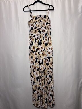 Maurices Black Floral Smocked Maxi Dress Size XL